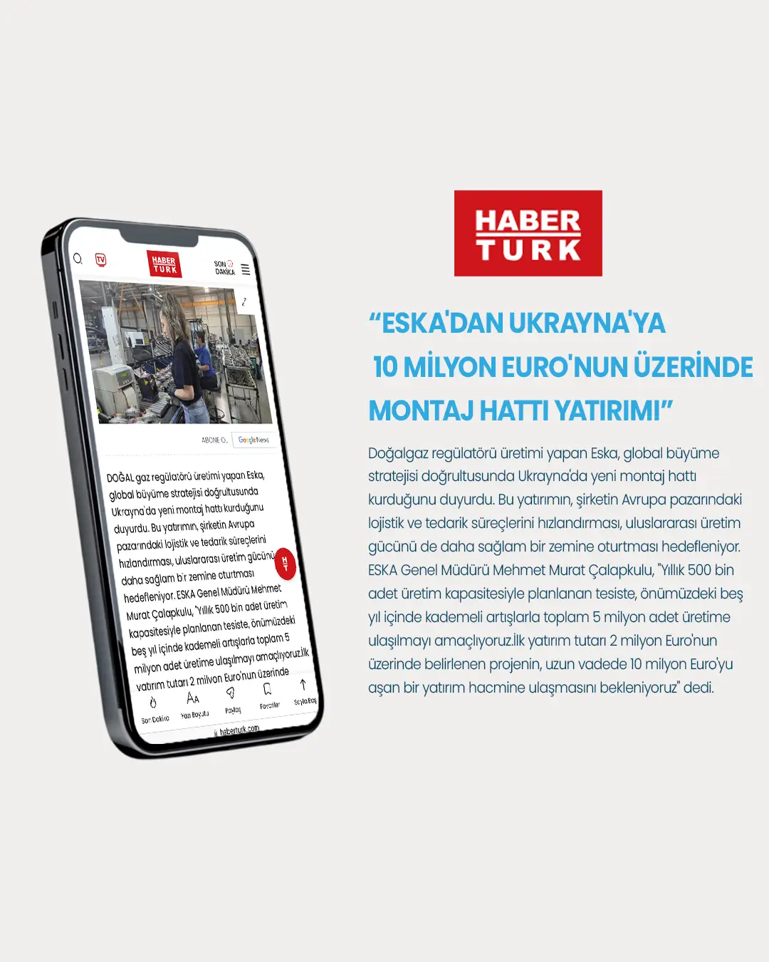 Eska'dan Ukrayna'ya 10 milyon Euro'nun üzerinde montaj hattı yatırımı